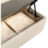 Canapé d'angle convertible réversible 5 places DAYTONA - Velours côtelé beige - Coffre de rangement - L 260 x H 94 x P 216 cm
