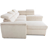 Canapé d'angle convertible panoramique 5 a 6 places DAYTONA - Velours côtelé beige - Avec coffre - L 326 x H 94 x P 216 cm