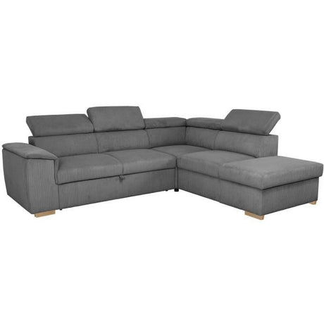 Canapé d'angle convertible réversible - 5 places - DAYTONA - Tissu Lincoln Anthracite - Coffre - 260 x 216 x 94 cm