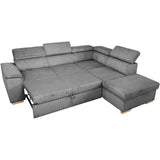 Canapé d'angle convertible réversible - 5 places - DAYTONA - Tissu Lincoln Anthracite - Coffre - 260 x 216 x 94 cm