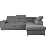 Canapé d'angle convertible réversible - 5 places - DAYTONA - Tissu Lincoln Anthracite - Coffre - 260 x 216 x 94 cm