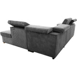 Canapé d'angle convertible réversible - 5 places - DAYTONA - Tissu Lincoln Anthracite - Coffre - 260 x 216 x 94 cm