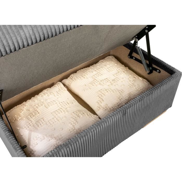 Canapé d'angle convertible réversible - 5 places - DAYTONA - Tissu Lincoln Anthracite - Coffre - 260 x 216 x 94 cm