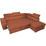 Canapé d'angle convertible réversible - 5 places - DAYTONA - Tissu Velours Terracotta - Coffre de rangement - L260 x H94 x P216 cm