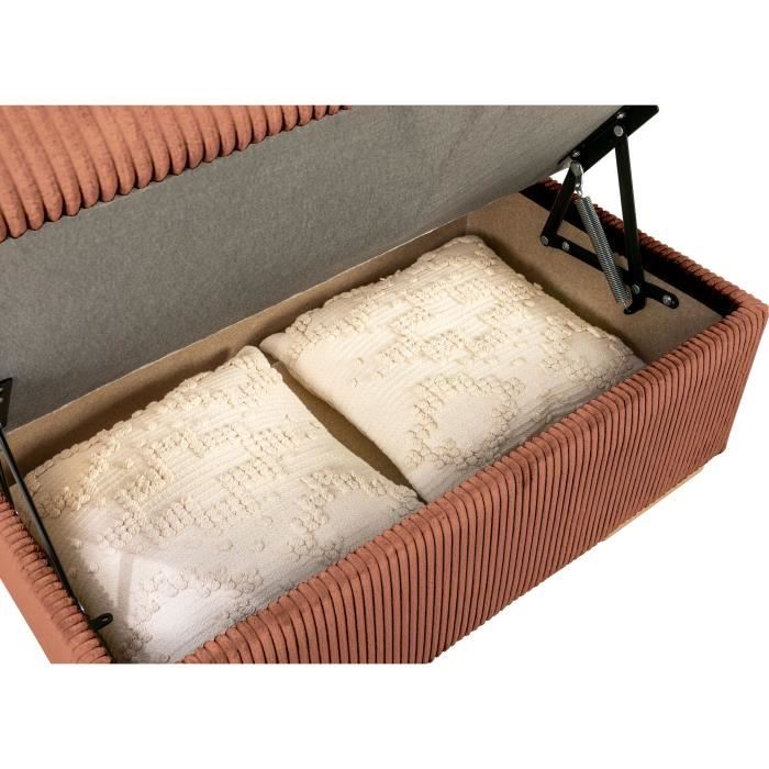 Canapé d'angle convertible réversible - 5 places - DAYTONA - Tissu Velours Terracotta - Coffre de rangement - L260 x H94 x P216 cm
