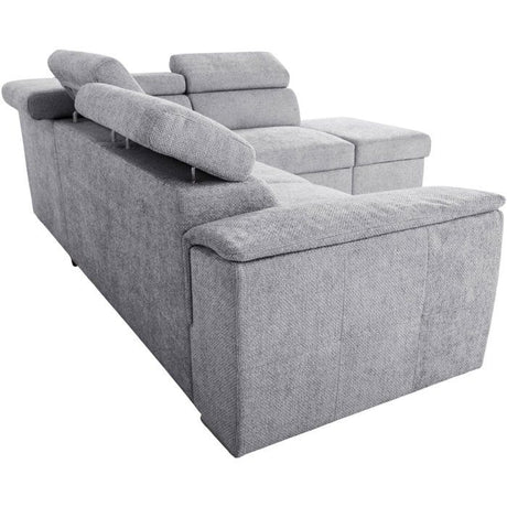 Canapé d'angle convertible réversible - 5 places - DAYTONA - Tissu Silver - Coffre - 260 x 216 x 94 cm