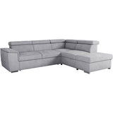 Canapé d'angle convertible réversible - 5 places - DAYTONA - Tissu Silver - Coffre - 260 x 216 x 94 cm