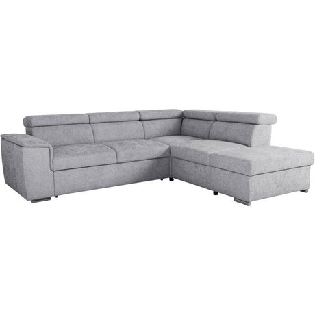 Canapé d'angle convertible réversible - 5 places - DAYTONA - Tissu Silver - Coffre - 260 x 216 x 94 cm