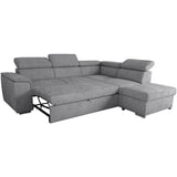 Canapé d'angle convertible réversible - 5 places - DAYTONA - Tissu Silver - Coffre - 260 x 216 x 94 cm