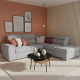Canapé d'angle convertible réversible - 5 places - DAYTONA - Tissu Silver - Coffre - 260 x 216 x 94 cm