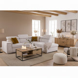 Canapé d'angle convertible réversible - 5 places - DAYTONA - Tissu Beige - Coffre - 260 x 216 x 94 cm