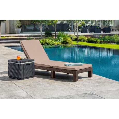 Allibert by KETER - Daytona - bain de soleil - résine imitation rotin tressé - marron - dossier réglable