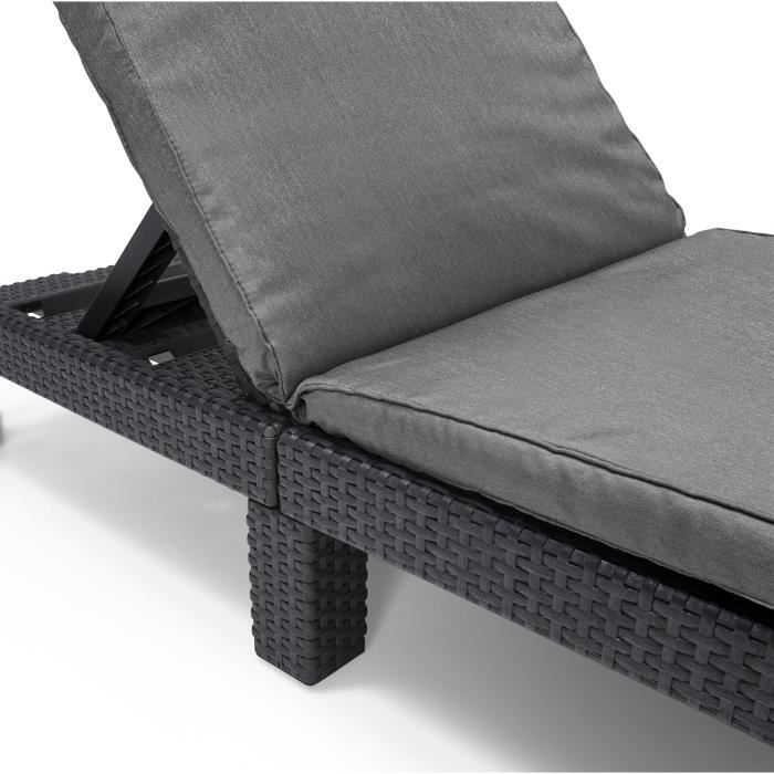 Bain de soleil - Allibert by KETER  DAYTONA  en résine imitation rotin tressé  coussin  dossier réglable - gris graphite