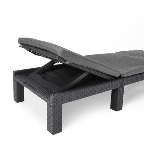 Bain de soleil - Allibert by KETER – DAYTONA – en résine imitation rotin tressé – coussin – dossier réglable - gris graphite