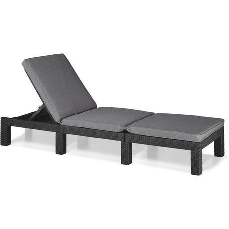 Bain de soleil - Allibert by KETER – DAYTONA – en résine imitation rotin tressé – coussin – dossier réglable - gris graphite