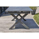 Table de jardin - Gris anthracite - Aluminium / céramique sur verre - 180/240 x 100 cm - Floride