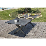 Table de jardin - Gris anthracite - Aluminium / céramique sur verre - 180/240 x 100 cm - Floride