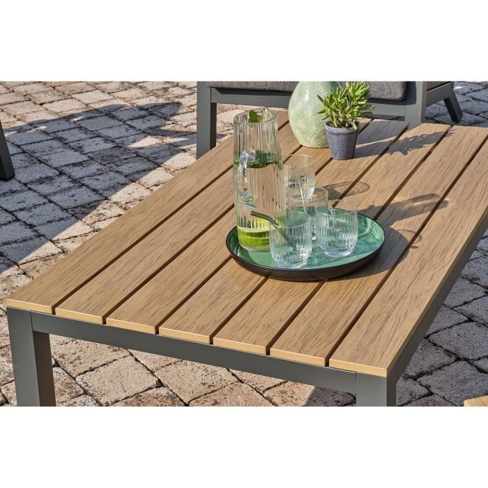 Salon bas de jardin - Aluminium - DCB GARDEN - 5 places - Gris anthracite et polywood - KOMMOS