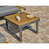 Salon bas de jardin - Aluminium - DCB GARDEN - 5 places - Gris anthracite et bois d'acacia - MIYAKO