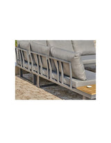 Salon bas de jardin - Aluminium - DCB GARDEN - 5 places - Gris anthracite et bois d'acacia - MIYAKO