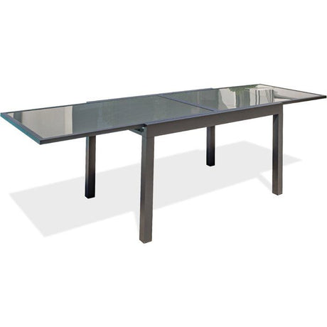 Table de jardin - Gris anthracite - Aluminium / plateau en verre - 135/270 x 90 cm - Tolede