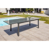 Table de jardin - Gris anthracite - Aluminium / plateau en verre - 200/300 x 100 cm - Tolede
