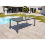 Table de jardin - Gris anthracite - Aluminium / plateau en verre - 200/300 x 100 cm - Tolede