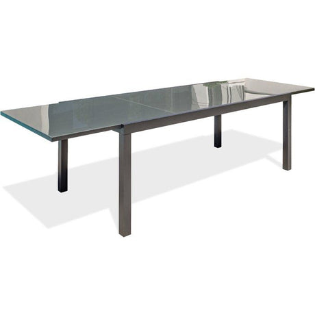 Table de jardin - Gris anthracite - Aluminium / plateau en verre - 200/300 x 100 cm - Tolede