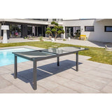 Table de jardin - Gris anthracite - Aluminium / plateau en verre - 200/300 x 100 cm - Tolede