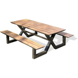 Table de jardin avec bancs - Gris anthracite - Aluminium et HPL effet bois - 210 x 174 cm - Vancouver