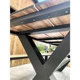 Table de jardin avec bancs - Gris anthracite - Aluminium et HPL effet bois - 210 x 174 cm - Vancouver