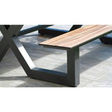 Table de jardin avec bancs - Gris anthracite - Aluminium et HPL effet bois - 210 x 174 cm - Vancouver