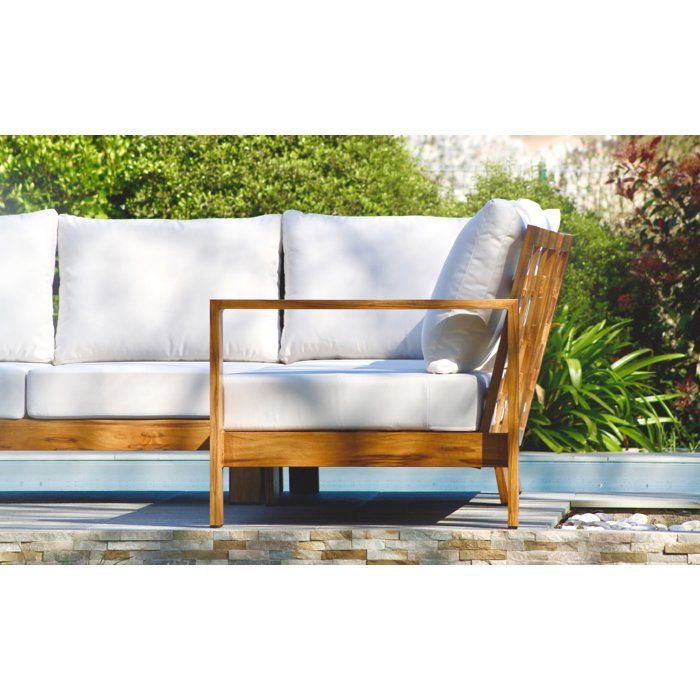 Salon de jardin d'angle - Marron - Aluminium effet bois - 5 places - Majorque