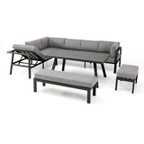 Salon de jardin ANTALYA 9 places en aluminium - GRIS ANTHRACITE
