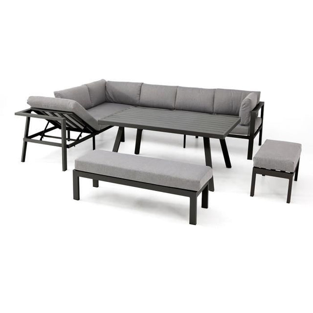 Salon de jardin ANTALYA 9 places en aluminium - GRIS ANTHRACITE