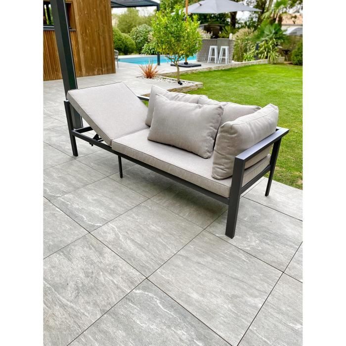 Salon de jardin ANTALYA 9 places en aluminium - GRIS ANTHRACITE