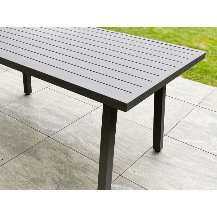 Salon de jardin ANTALYA 9 places en aluminium - GRIS ANTHRACITE