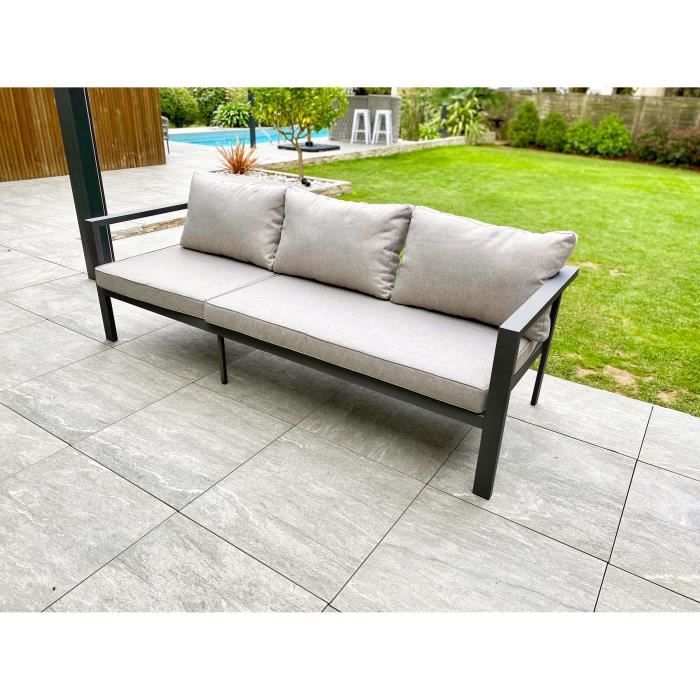 Salon de jardin ANTALYA 9 places en aluminium - GRIS ANTHRACITE