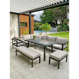 Salon de jardin ANTALYA 9 places en aluminium - GRIS ANTHRACITE