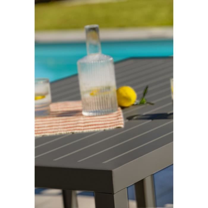 Ensemble repas de jardin CAYENNE 7 places en aluminium - GRIS ANTHRACITE