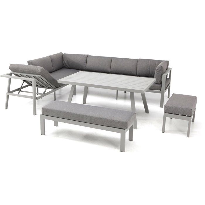 Ensemble repas de jardin - Gris - Aluminium - 9 places - Antalya