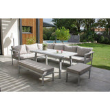 Ensemble repas de jardin - Gris - Aluminium - 9 places - Antalya