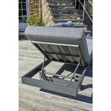 Salon de jardin d'angle - Gris anthracite - Bois d'acacia / aluminium - 6 places - Vanuatu