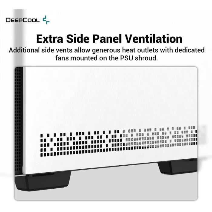 Boitier PC sans alimentation - DEEPCOOL CH370 (Blanc) - Mini tour - Format Micro-ATX