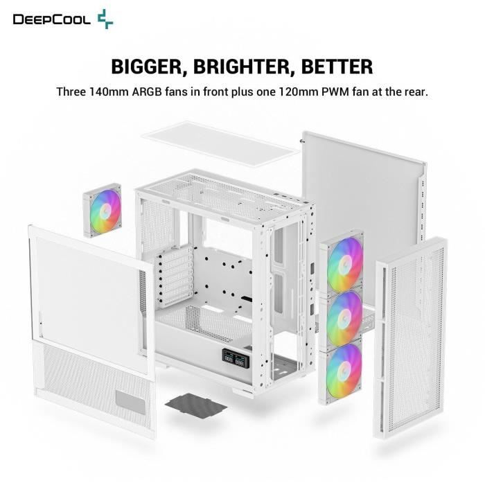 Boitier PC sans alimentation - DEEPCOOL CH560 DIGITAL (Blanc) - Moyen tour - Format E-ATX