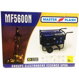 Groupe électrogene essence - MASTER FLASH - 5500 W - Chariot inclus - Monophasé - Systeme AVR - Bleu