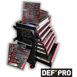 Servante d'atelier - Pleine (201 outils) - 7 tiroirs - DEFPRO - Acier - Rouge