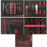 Servante d'atelier 7 tiroirs + 283 outils - Defpro - Noir/rouge - Charge 300 kg - Roues freinées