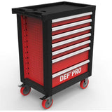 Servante d'atelier 7 tiroirs + 283 outils - Defpro - Noir/rouge - Charge 300 kg - Roues freinées