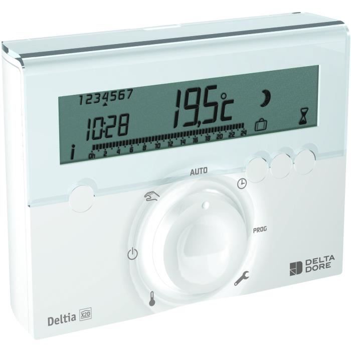 Programmateur sans fil et 1 récepteur - DELTA DORE - Deltia 8.03 - Pour chaudiere, pompe a chaleur ou radiateurs électriques